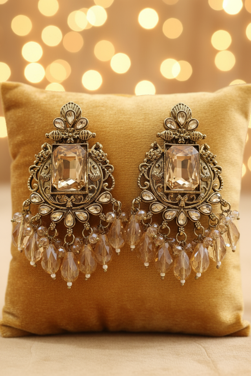 Antique Gold Baroque Chandelier Earrings - E-commerce Product Image